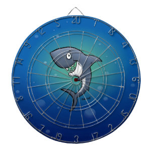 Smiling Funny Shark on Blue Background Dartboard