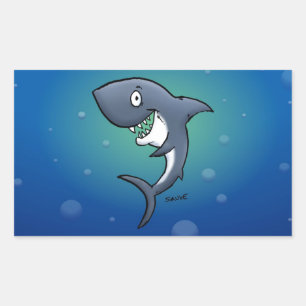 Smiling Funny Shark on Blue Background Sticker