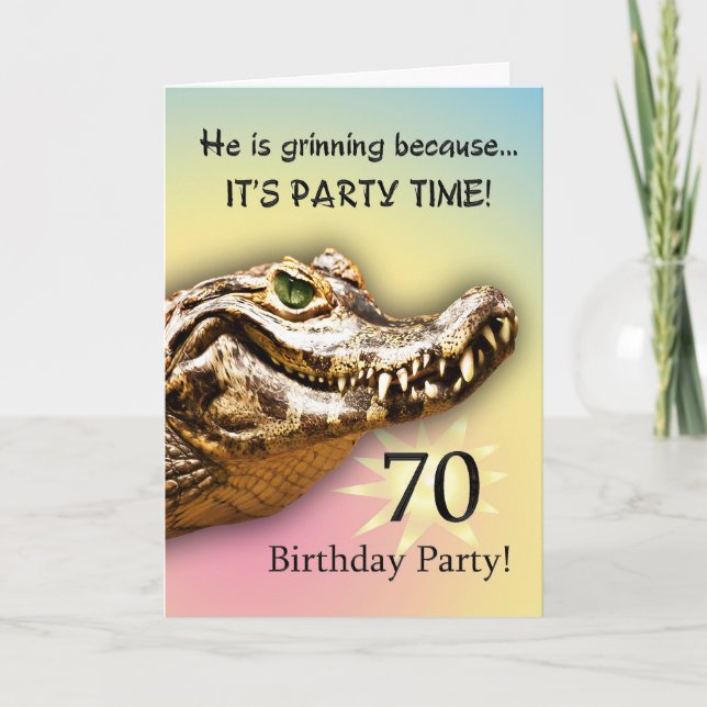 Smiling gator party invitation (Front)