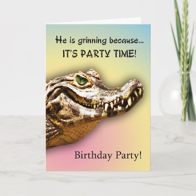 Smiling gator party invitation (Front)