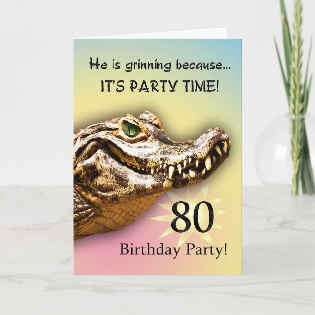 Smiling gator party invitation (Front)