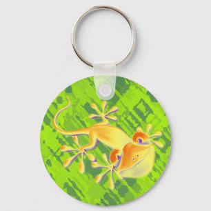 Smiling Gecko - green pattern Keychain
