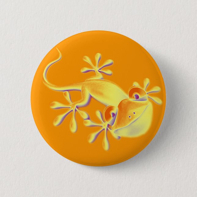 Smiling Gecko - orange 2 Inch Round Button (Front)