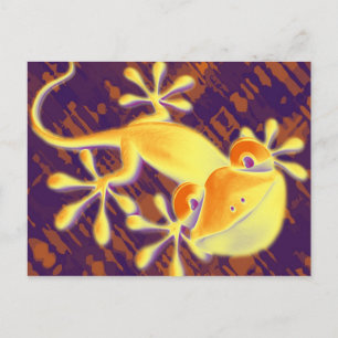 Smiling Gecko - violet orange pattern Postcard