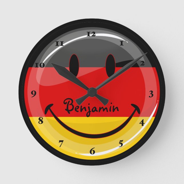 Smiling German Flag Round Clock (Front)