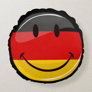 Smiling German Flag Round Pillow