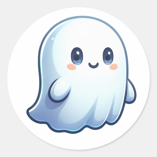 Smiling ghost classic round sticker (Front)