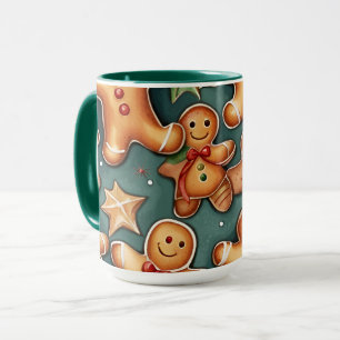 Smiling ginger breadman Christmas Pattern Mug