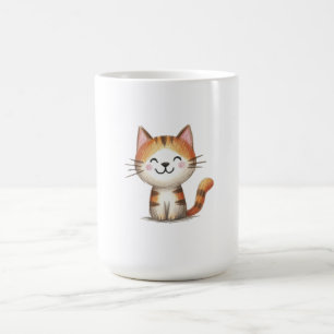 Smiling Ginger Tabby Kitten – Hand-Drawn Illustrat Coffee Mug