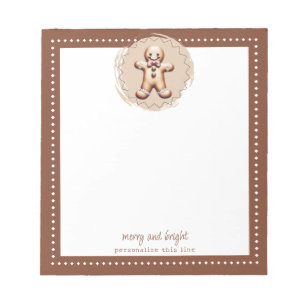 Smiling Gingerbread Man Personalized   Brown Notepad