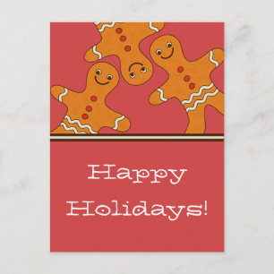 Smiling Gingerbread Men Christmas Postcard