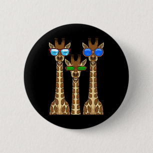 Smiling Giraffes Wearing Sungles Funny Animal Self 2 Inch Round Button