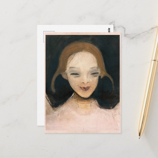 Smiling Girl, Helene Schjerfbeck  Postcard (Front/Back In Situ)