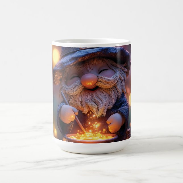 Smiling Gnome Stirring Magic Pot Coffee Mug (Center)