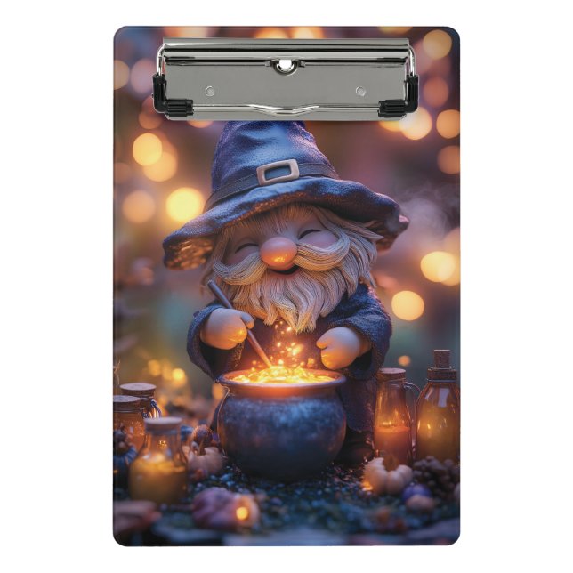 Smiling Gnome Stirring Magic Pot Mini Clipboard (Front)