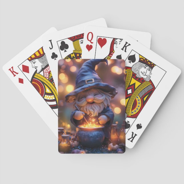 Smiling Gnome Stirring Magic Pot Playing Cards (Back)
