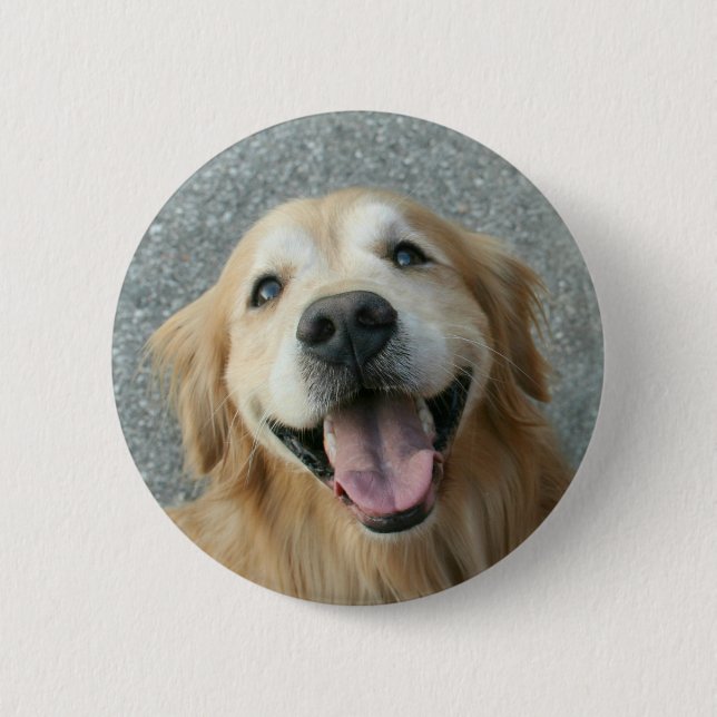 Smiling Golden Retriever 2 Inch Round Button (Front)