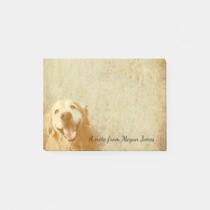 Smiling Golden Retriever Dog in Vintage Colours Post-it Notes