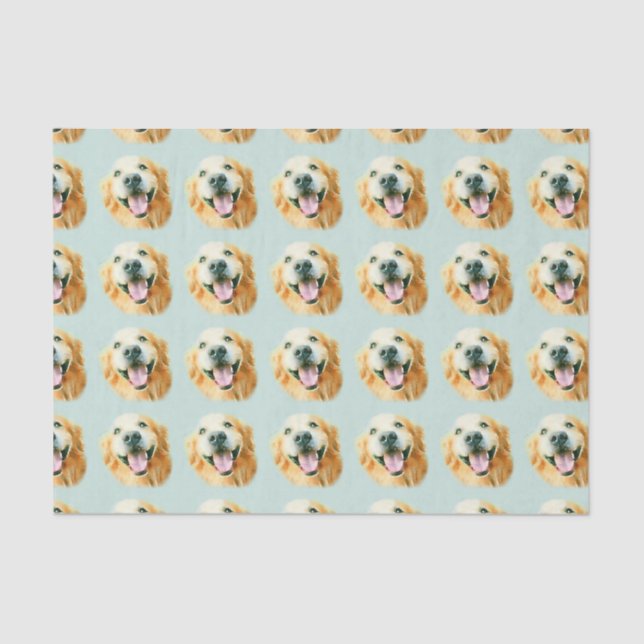 Smiling Golden Retriever Dog in Watercolor Tissue Paper (Front)