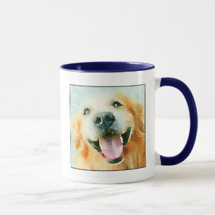 Smiling Golden Retriever in Watercolor Mug