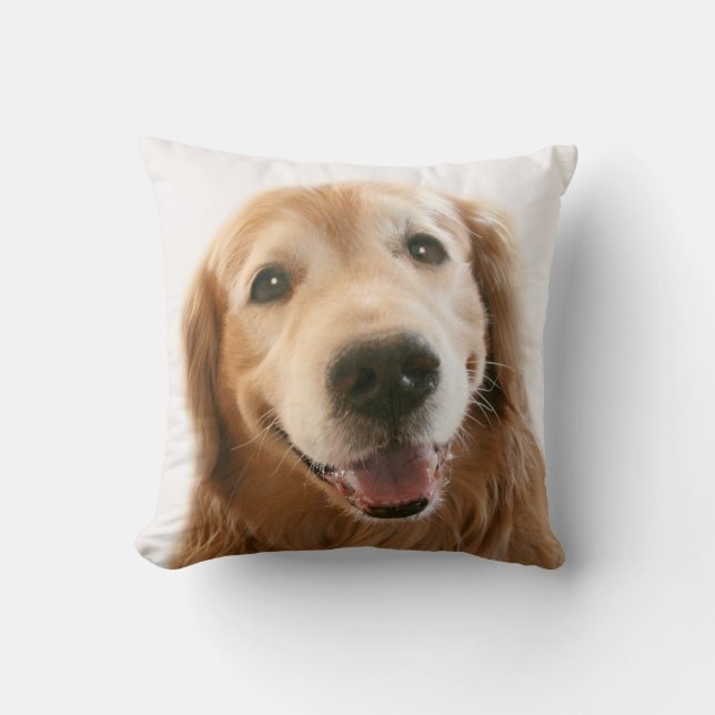 Smiling Golden Retriever Throw Pillow (Front)