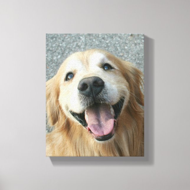Smiling Golden Retriever Wrapped Canvas Print (Front)