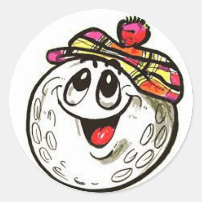 Smiling Golf Ball Face Sticker (Front)