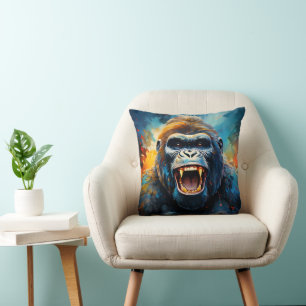Smiling Gorilla Throw Pillow