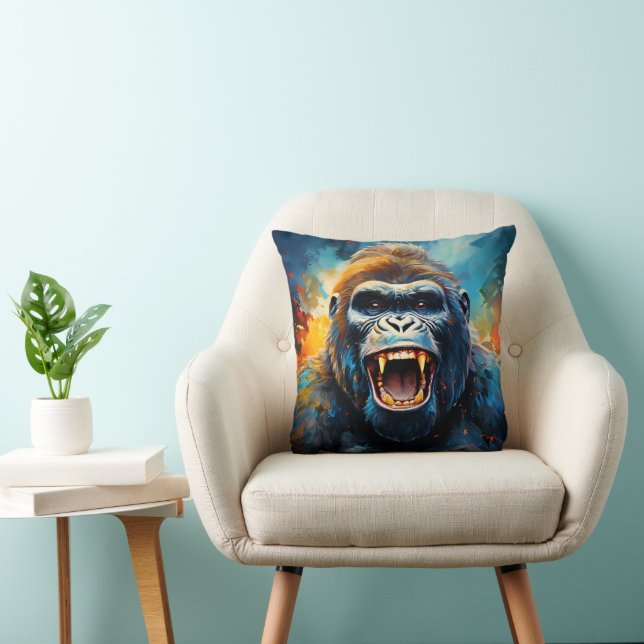 Smiling Gorilla  Throw Pillow (Chair)