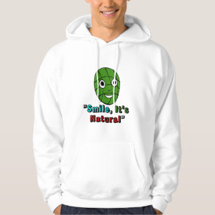 "Smiling Green Mask – Cute Cartoon Face Nature Hoodie
