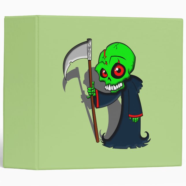 Smiling Grim Reaper Illustration Creepy Cool Binder (Front/Spine)
