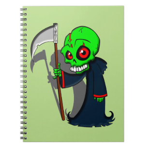 Smiling Grim Reaper Illustration Creepy Cool Notebook