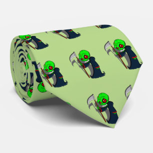 Smiling Grim Reaper Illustration Creepy Cool Tie