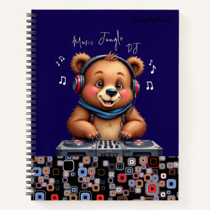 Smiling Grizzly Bear DJ, Happy Music Jungle Notebook