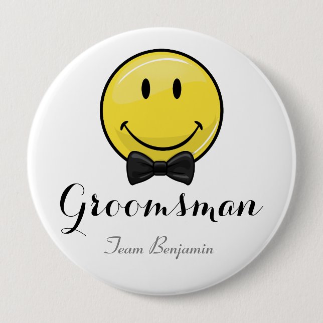 Smiling Groomsmen Wedding Button (Front)