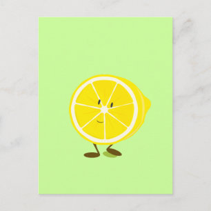 Smiling half lemon character postcard