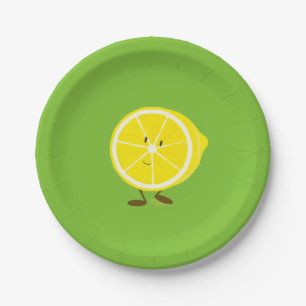 Smiling half lemon paper plate