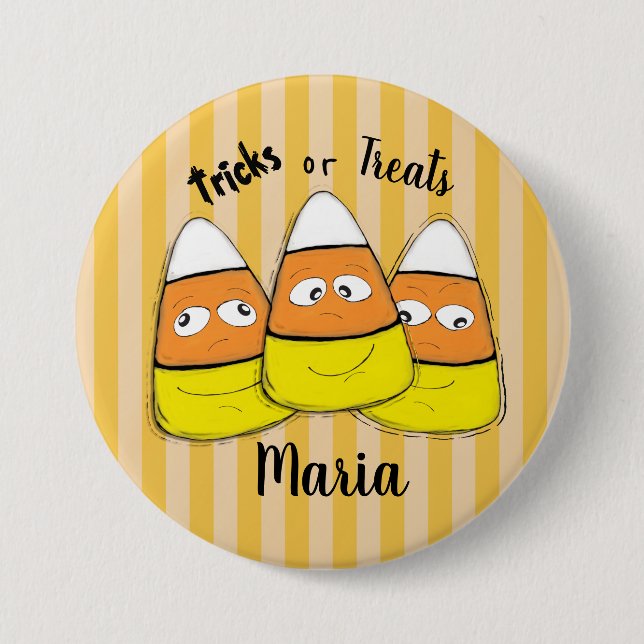 Smiling Halloween Corn Candy Button (Front)