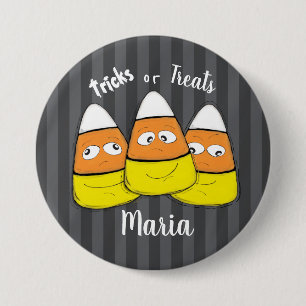 Smiling Halloween Corn Candy Classic Round Sticker 3 Inch Round Button