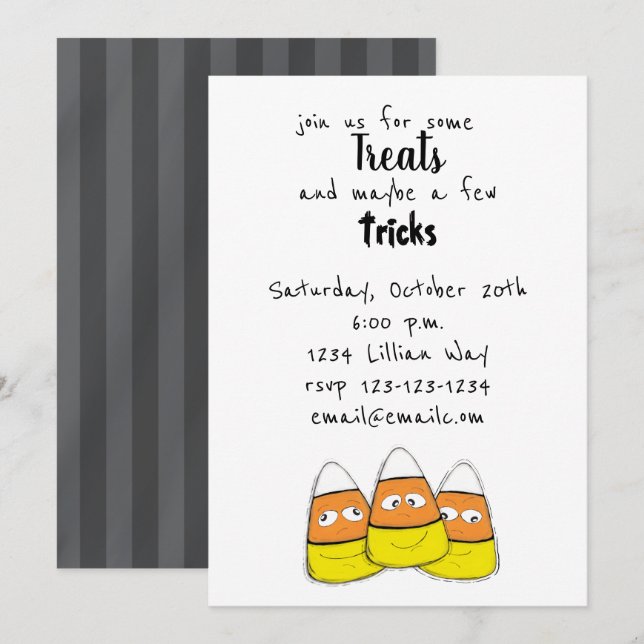 Smiling Halloween Corn Candy Invitation (Front/Back)