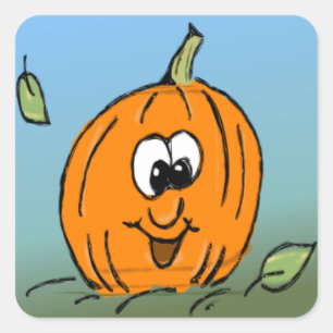 Smiling Halloween Pumpkin Friendly Jack-O-Lantern Square Sticker