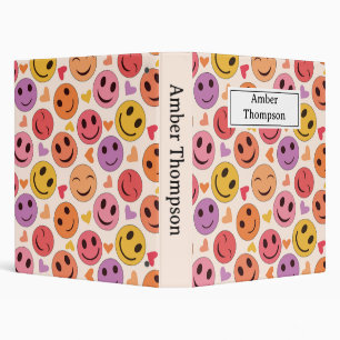 Smiling Happy faces with hearts Personalized Binder