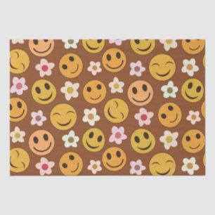 Smiling Happy Faces With Retro Flowers  Tissue Paper