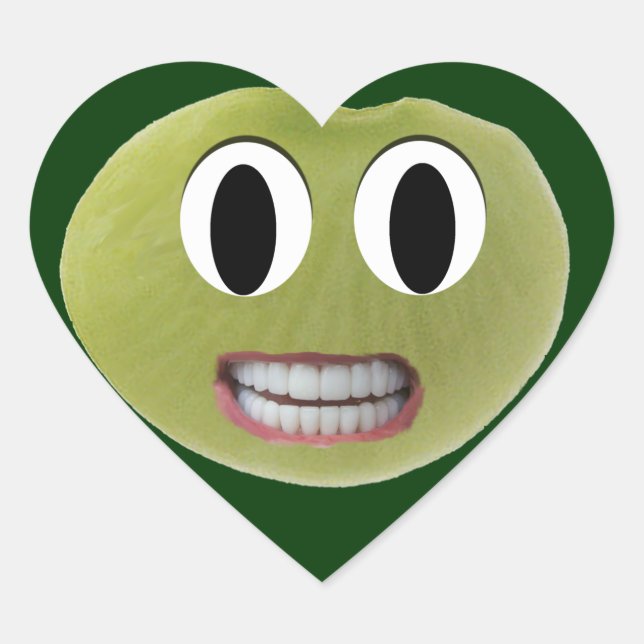 Smiling Happy Lima Bean Heart Stickers (Front)