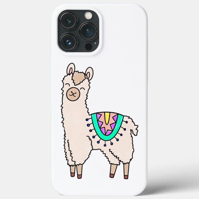 smiling happy llama alpaca cartoon animal drawing  Case-Mate iPhone case (Back)