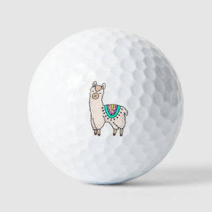 smiling happy llama alpaca cartoon animal drawing golf balls