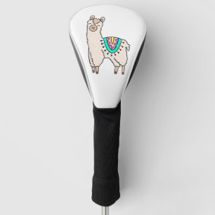 smiling happy llama alpaca cartoon animal drawing golf head cover
