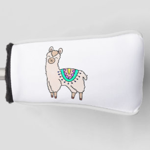 smiling happy llama alpaca cartoon animal drawing golf head cover