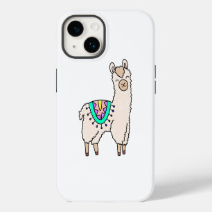 smiling happy llama alpaca cartoon animal drawing  iPhone 14 case