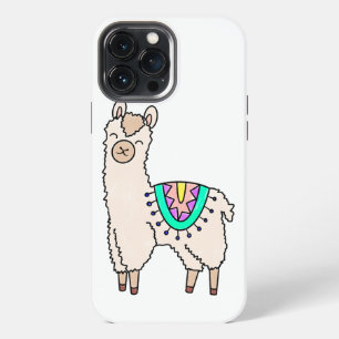 smiling happy llama alpaca cartoon animal drawing  iPhone 13 pro max case